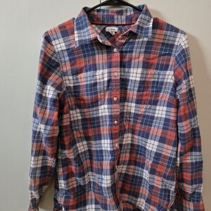 L.L. Bean Women’s Red & Blue Plaid Flannel Shirt